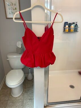 Zara Red Peplum Camisole Top